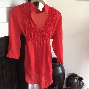 Coral V-Neck Top